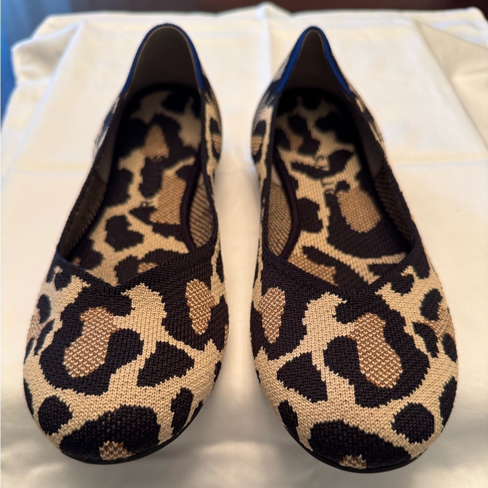 Rothy's Black and Tan Leopard Flats